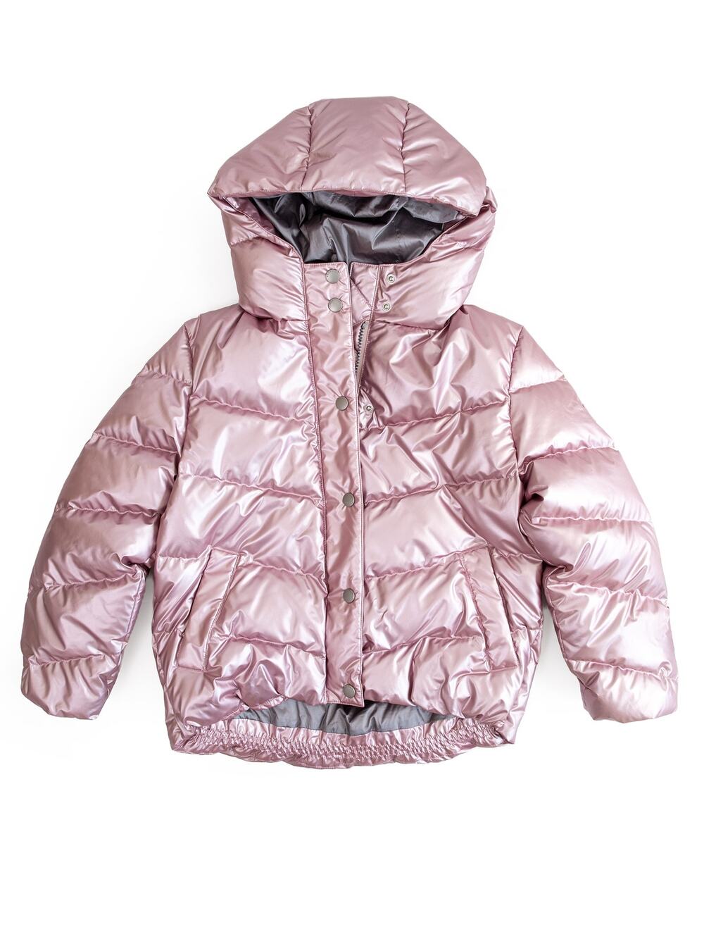 Bonpoint Girls Metallic Pink Down Puffer Jacket Hooded Size 8A NWT